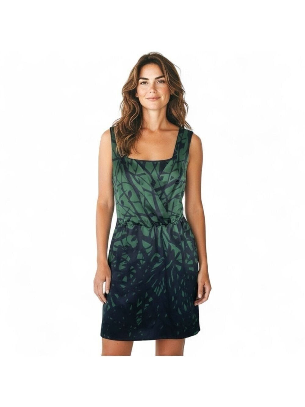 The Limited Green Black Geometric Sleeveless Dress Small